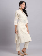Blue Blossom Embroidered Kashmeeri Kurta Set for Women