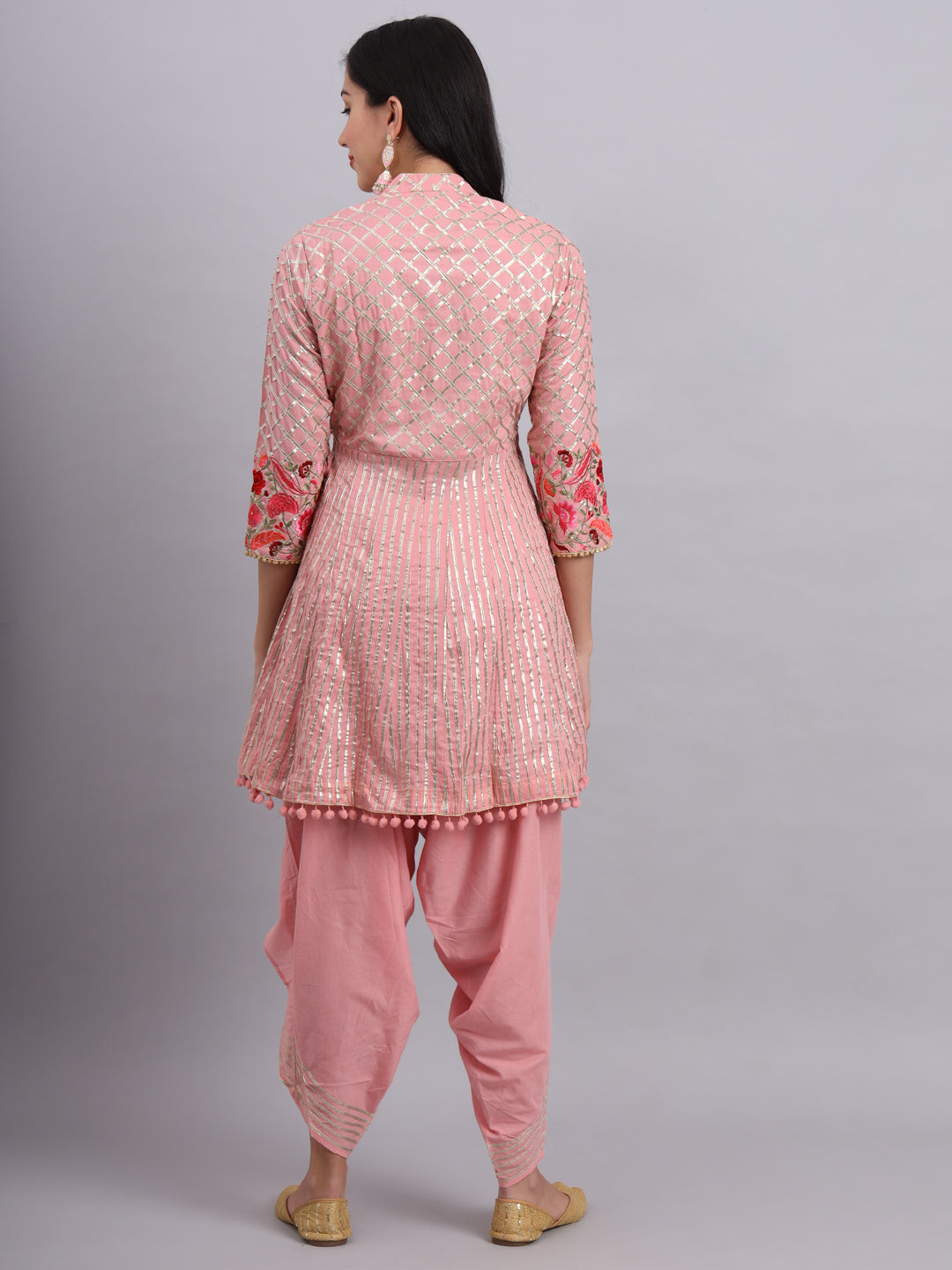 Peach Gota Short Angrakha Kurta – Festive Ethnic Outfit for Women