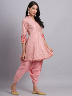 Peach Gota Short Angrakha Kurta – Festive Ethnic Outfit for Women
