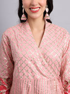 Peach Gota Short Angrakha Kurta – Festive Ethnic Outfit for Women