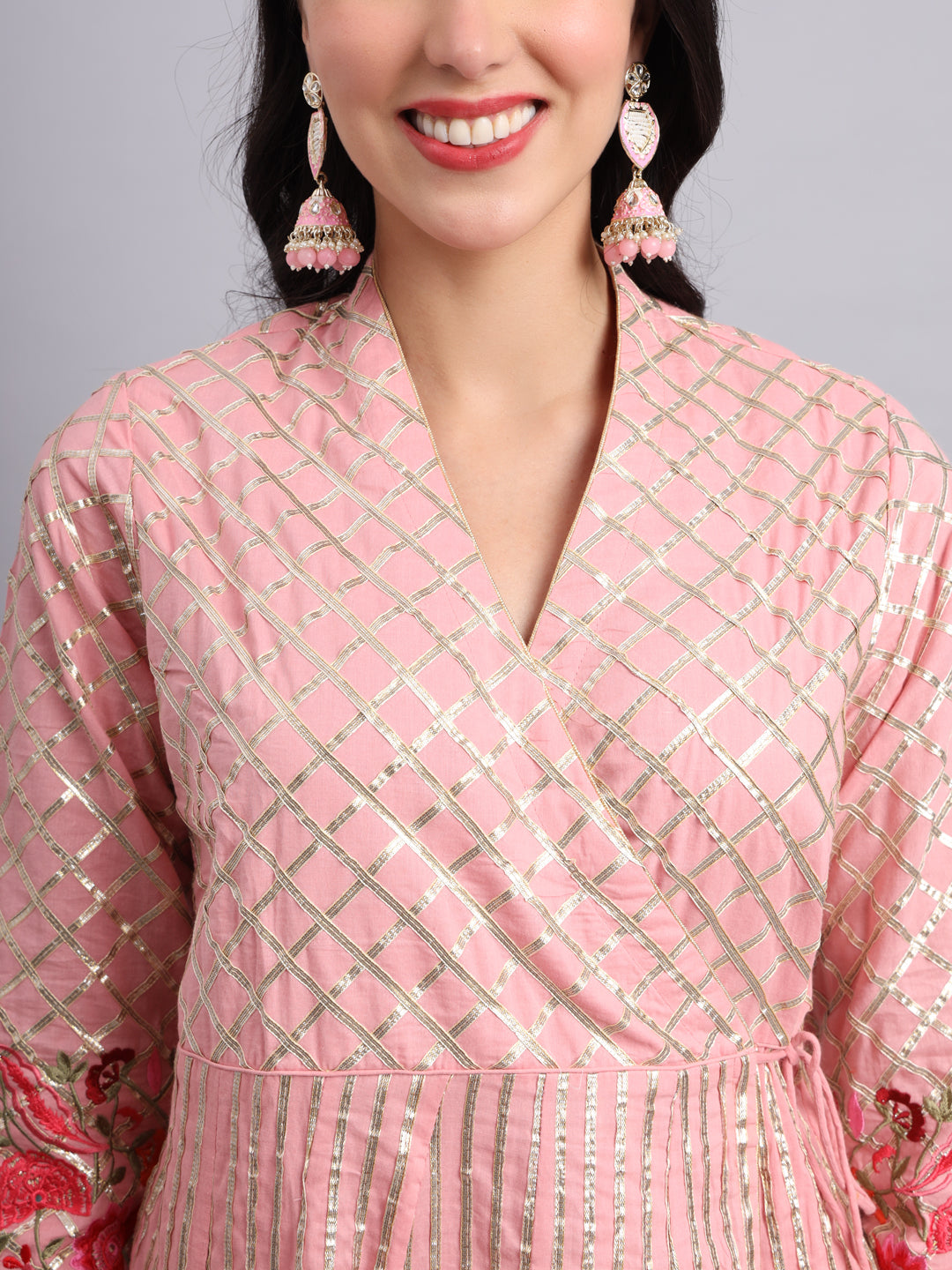 Peach Gota Short Angrakha Kurta – Festive Ethnic Outfit for Women