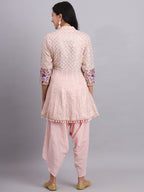 Baby Pink Gota Work Angrakha Kurta Set – Elegant Women’s Party & Wedding Wear