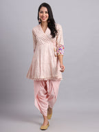 Baby Pink Gota Work Angrakha Kurta Set – Elegant Women’s Party & Wedding Wear