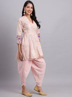 Baby Pink Gota Work Angrakha Kurta Set – Elegant Women’s Party & Wedding Wear