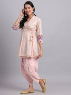 Baby Pink Gota Work Angrakha Kurta Set – Elegant Women’s Party & Wedding Wear