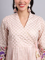 Baby Pink Gota Work Angrakha Kurta Set – Elegant Women’s Party & Wedding Wear
