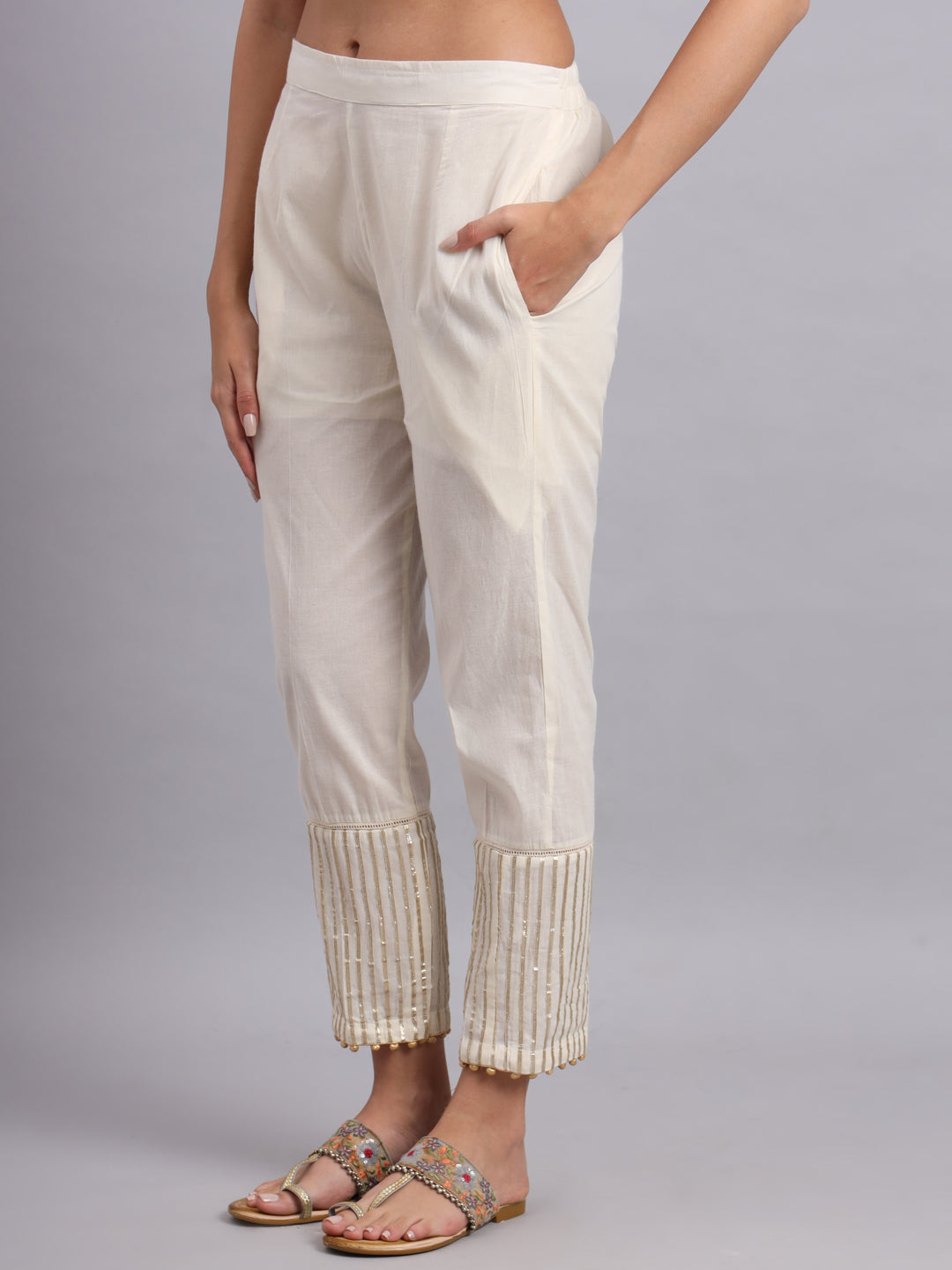Moonlight Bloom White Gota Patti Angrakha – Ethnic Wear for Women