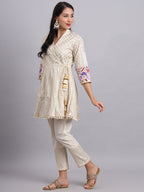 Moonlight Bloom White Gota Patti Angrakha – Ethnic Wear for Women