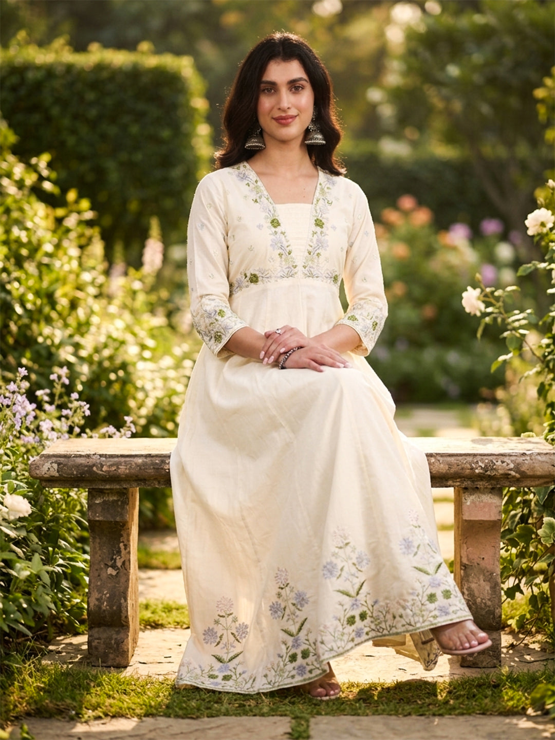 Aliya Cut Anarkali Parsi Embroidery With Lining