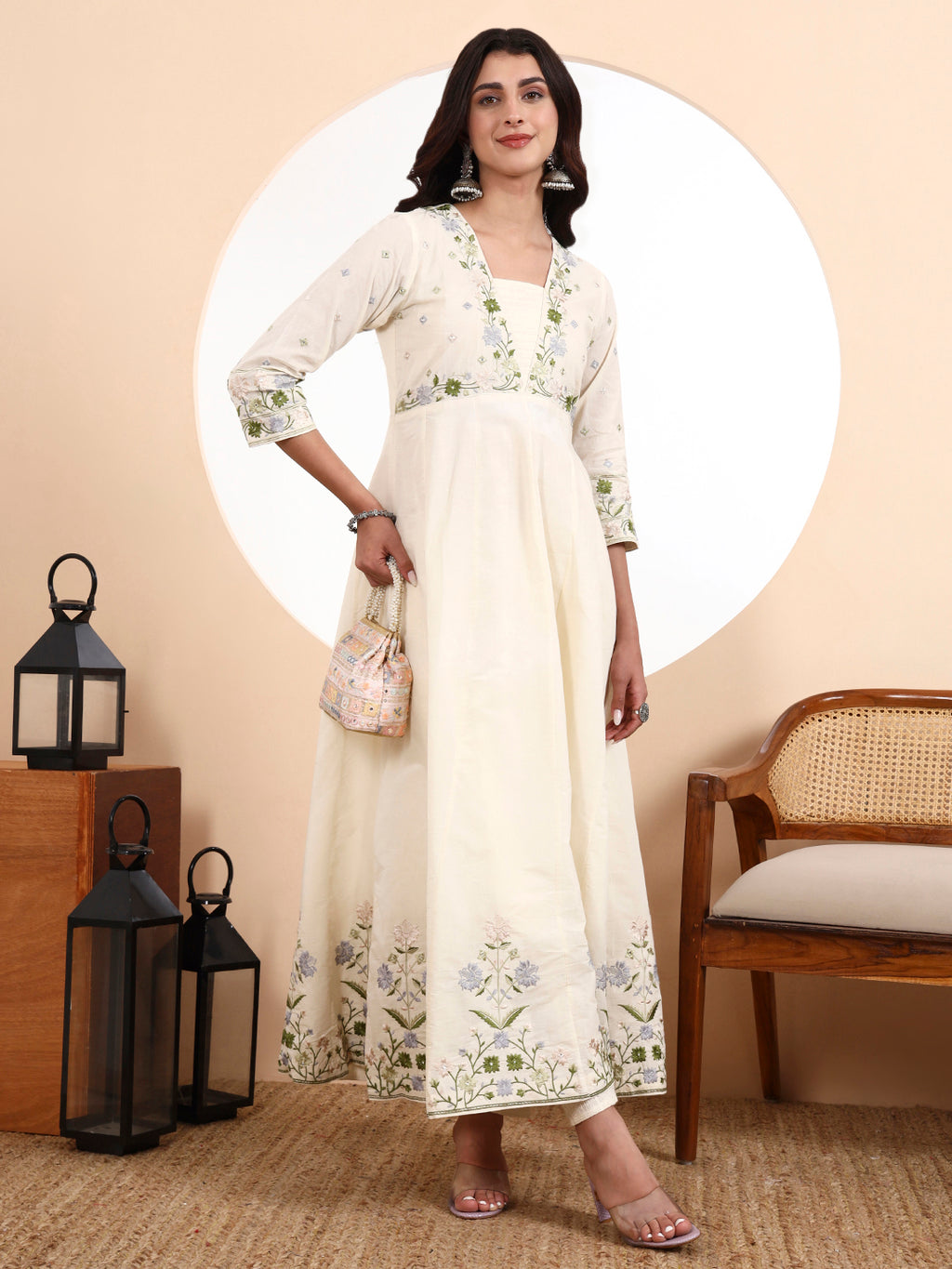 Aliya Cut Anarkali Parsi Embroidery With Lining