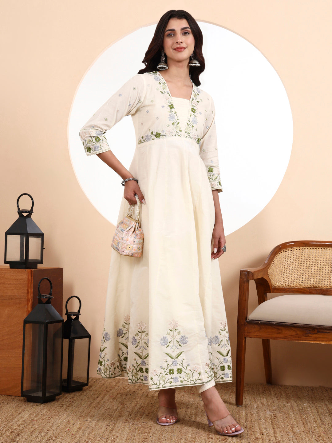 Aliya Cut Anarkali Parsi Embroidery With Lining