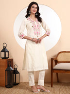 Kareena Kurta 3-Piece Set with Parsi Embroidery