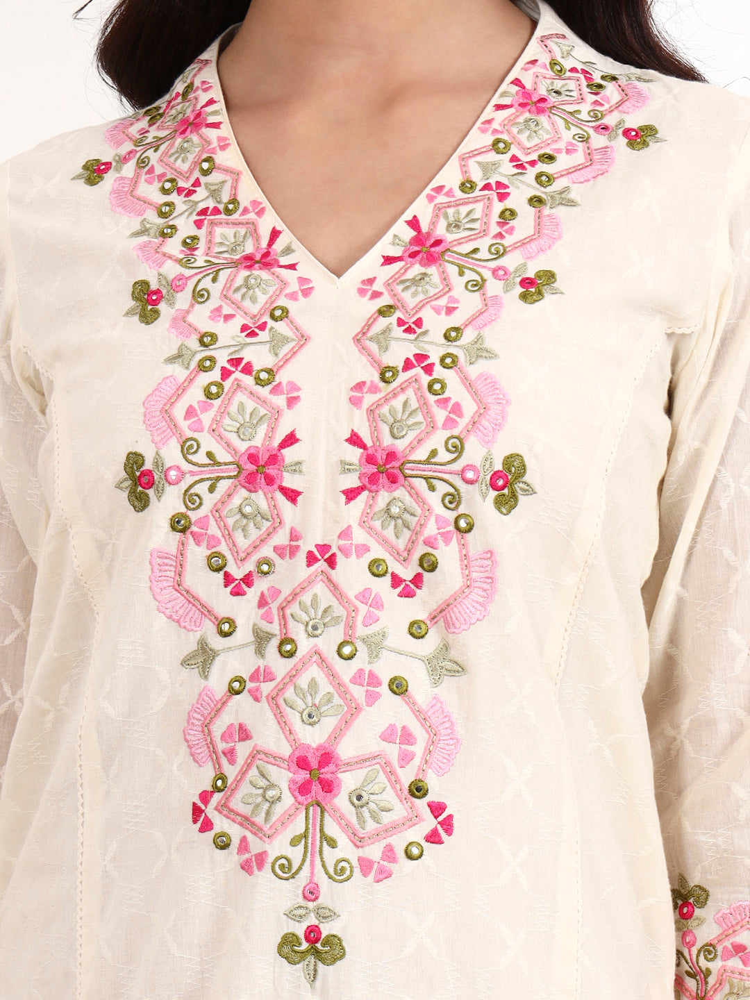 Kareena Kurta 3-Piece Set with Parsi Embroidery