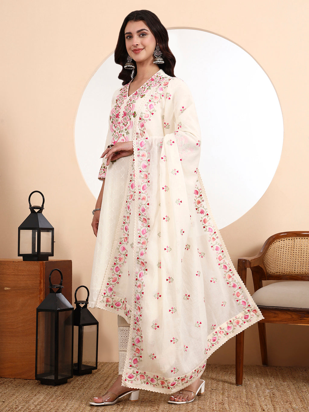 Kareena Kurta 3-Piece Set with Parsi Embroidery