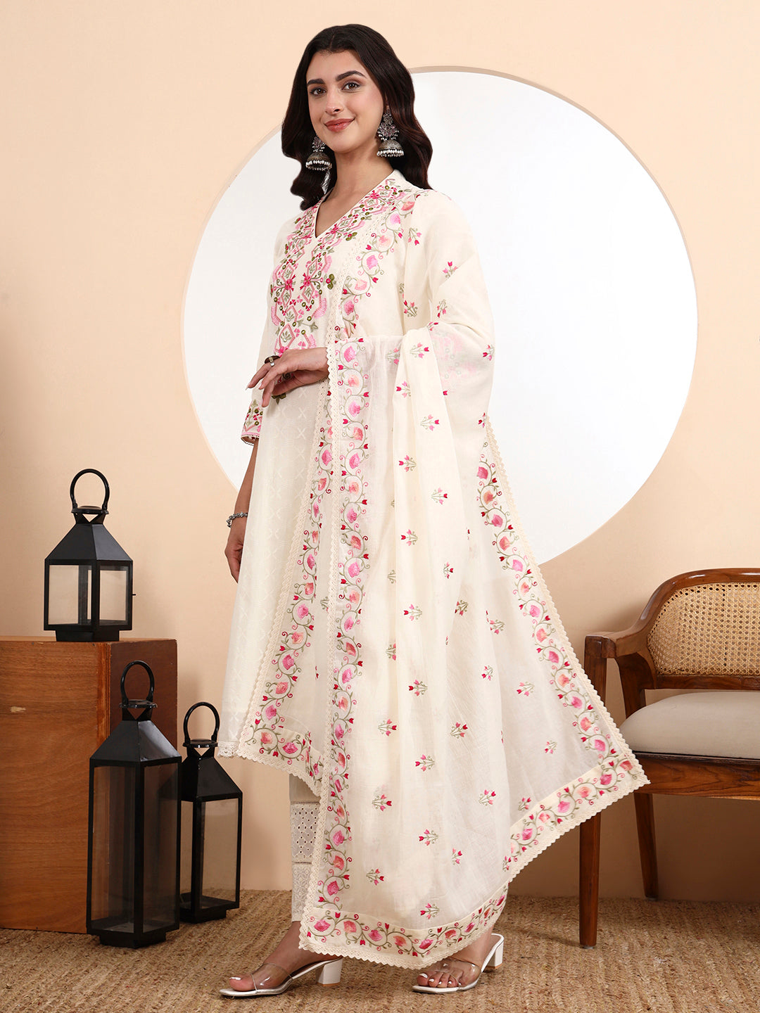 Kareena Kurta 3-Piece Set with Parsi Embroidery