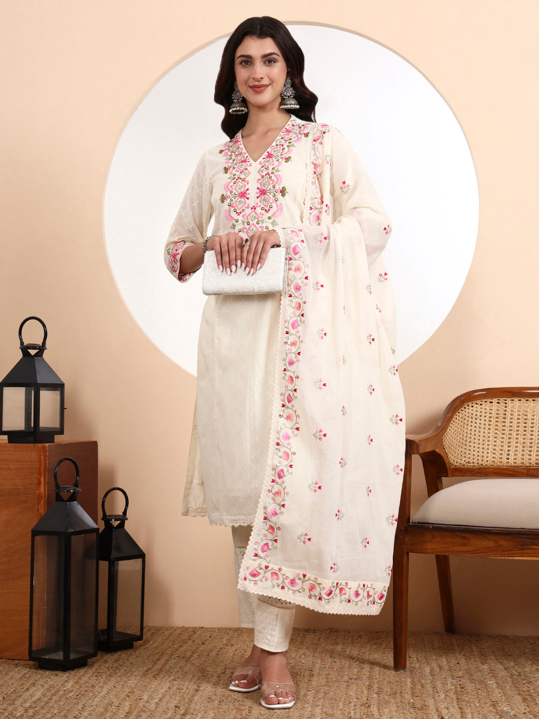 Kareena Kurta 3-Piece Set with Parsi Embroidery