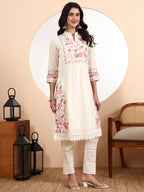 Kali Kurta 3-Piece Set with Parsi Embroidery