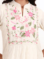 Kali Kurta 3-Piece Set with Parsi Embroidery