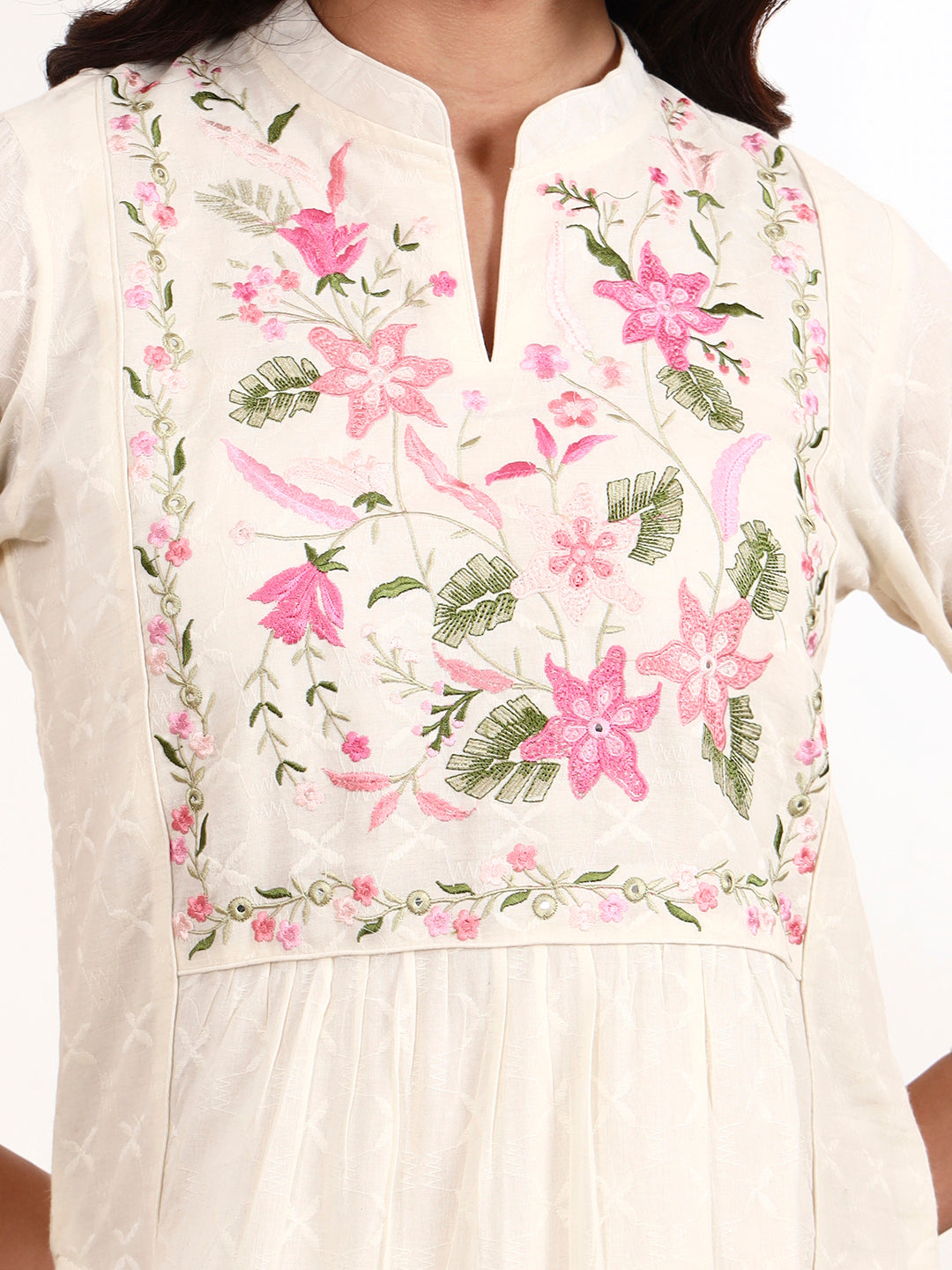 Kali Kurta 3-Piece Set with Parsi Embroidery