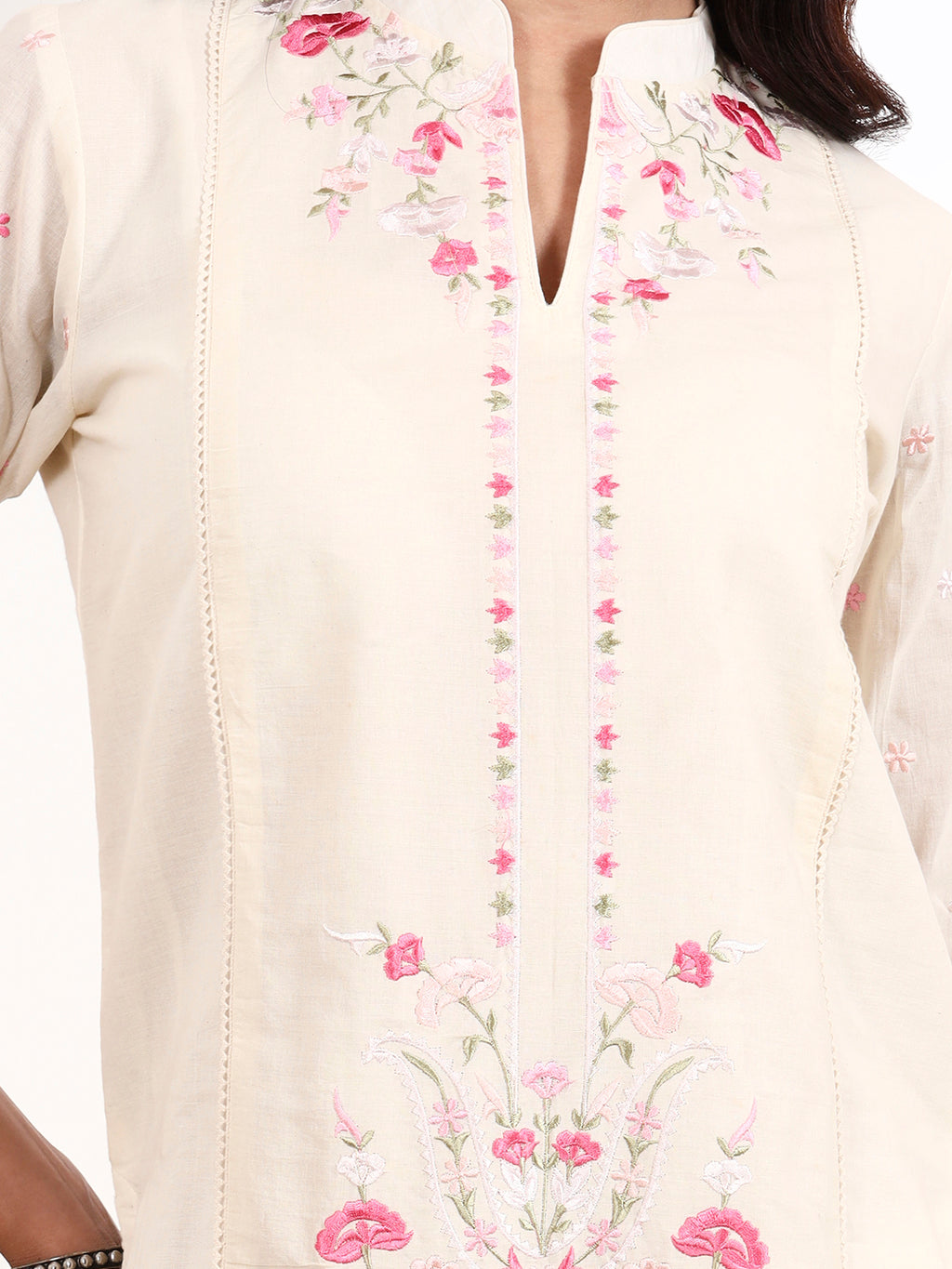 Ambi Cotton Kurta Set with Delicate Parsi Embroidery