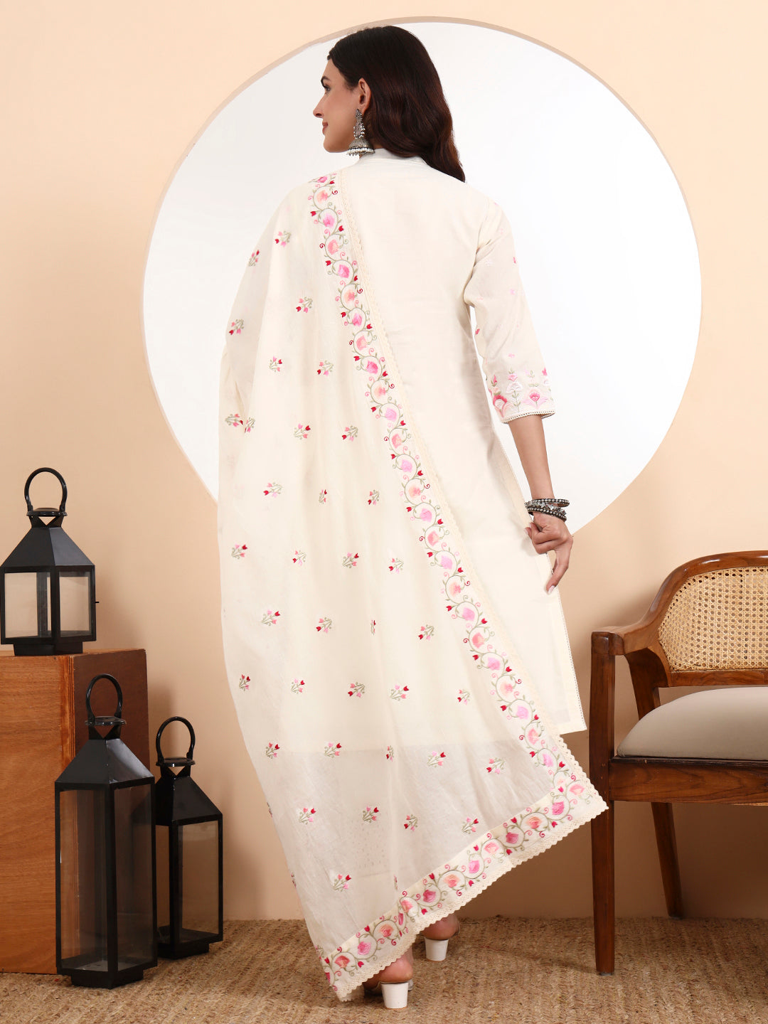 Ambi Cotton Kurta Set with Delicate Parsi Embroidery