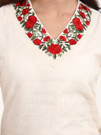 Rose Kurta 3-Piece Set – Floral Elegance in Pure Cotton