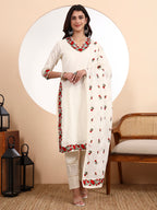Rose Kurta 3-Piece Set – Floral Elegance in Pure Cotton