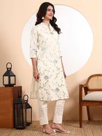 Lotus Parsi Embroidered Cotton Kurta Set with Dupatta
