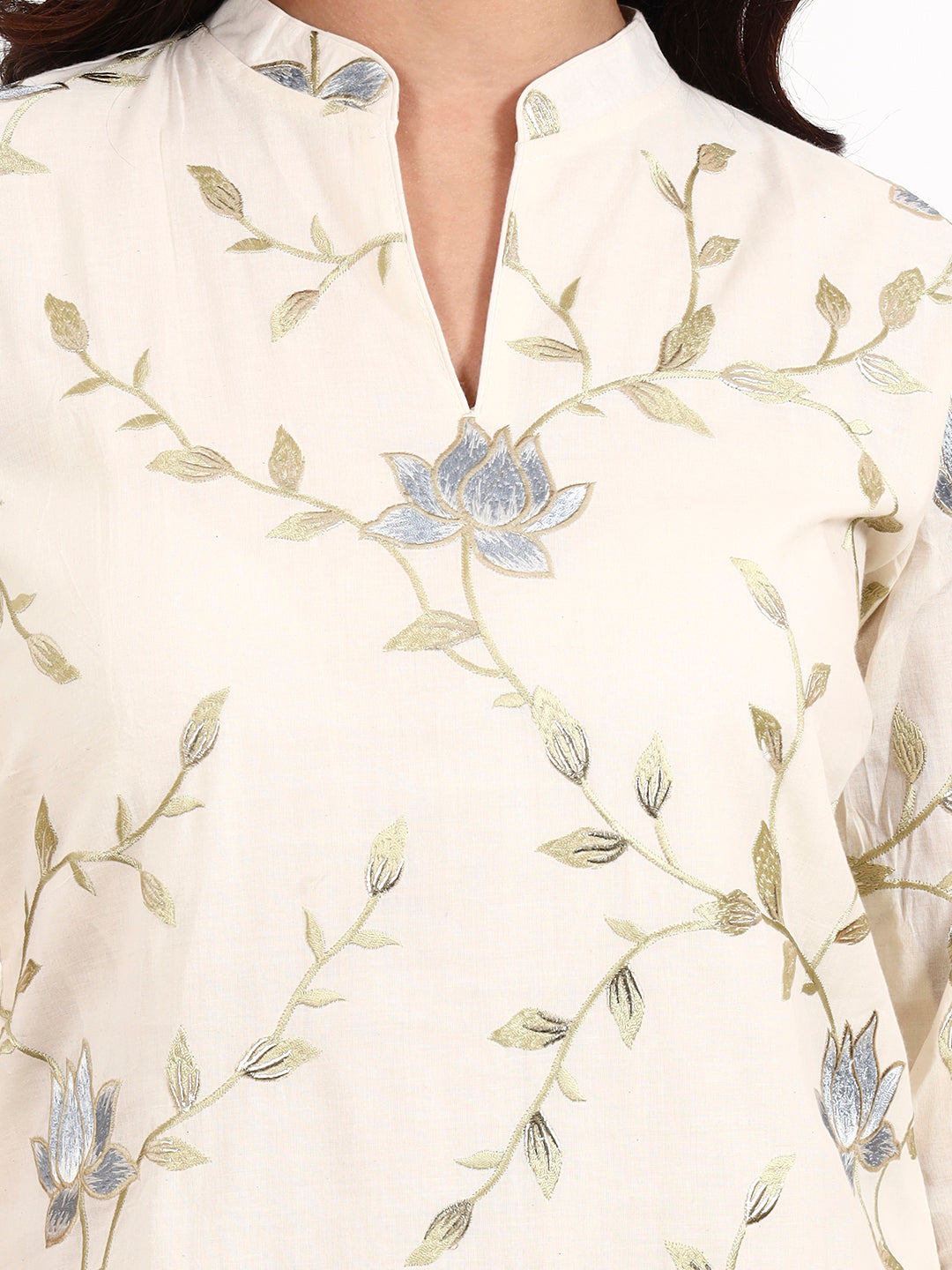 Lotus Parsi Embroidered Cotton Kurta Set with Dupatta