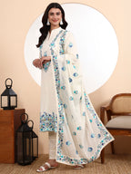 Kashmiri Parsi Embroidered Cotton Kurta Set with Dupatta