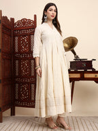 Sisha Work Cotton Anarkali with Parsi Embroidery & Dupatta