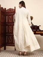 Sisha Work Cotton Anarkali with Parsi Embroidery & Dupatta