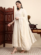 Sisha Work Cotton Anarkali with Parsi Embroidery & Dupatta