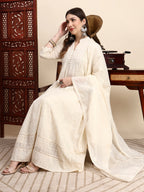 Sisha Work Cotton Anarkali with Parsi Embroidery & Dupatta