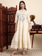 Handwork Parsi Embroidered Cotton Anarkali with Dupatta
