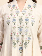 Handwork Parsi Embroidered Cotton Anarkali with Dupatta
