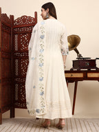 Handwork Parsi Embroidered Cotton Anarkali with Dupatta