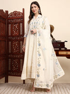 Handwork Parsi Embroidered Cotton Anarkali with Dupatta