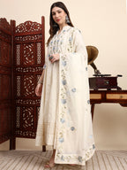 Handwork Parsi Embroidered Cotton Anarkali with Dupatta