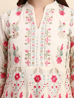 Safina Parsi Embroidered Cotton Anarkali with Dupatta
