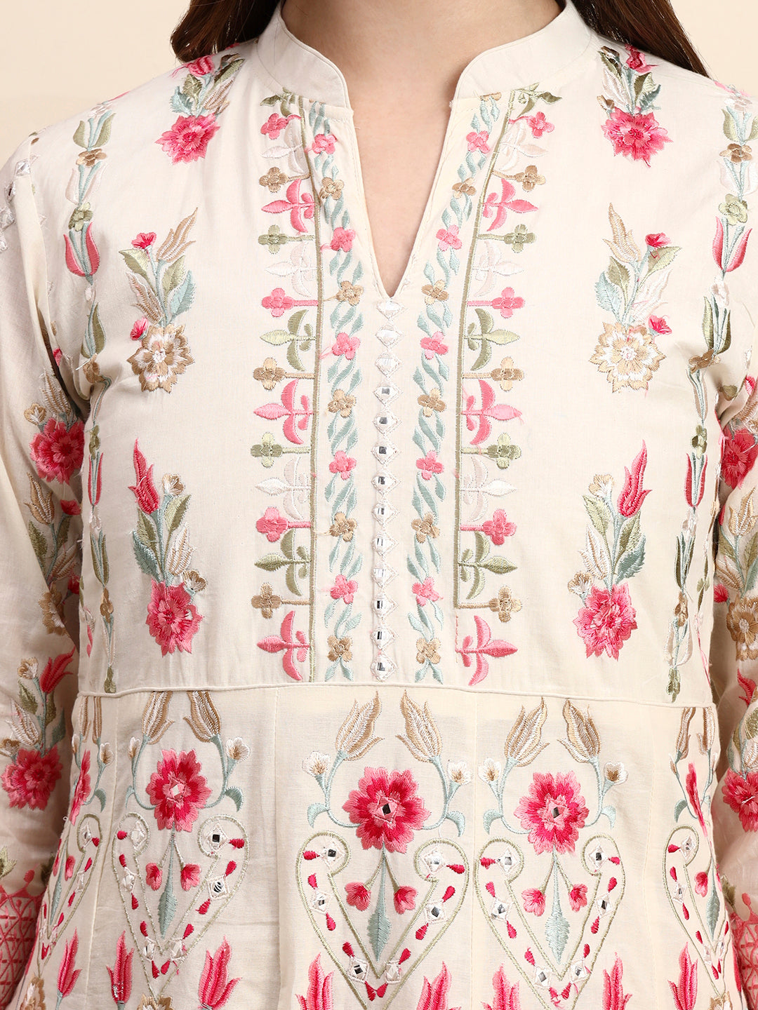 Safina Parsi Embroidered Cotton Anarkali with Dupatta