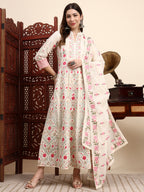 Safina Parsi Embroidered Cotton Anarkali with Dupatta
