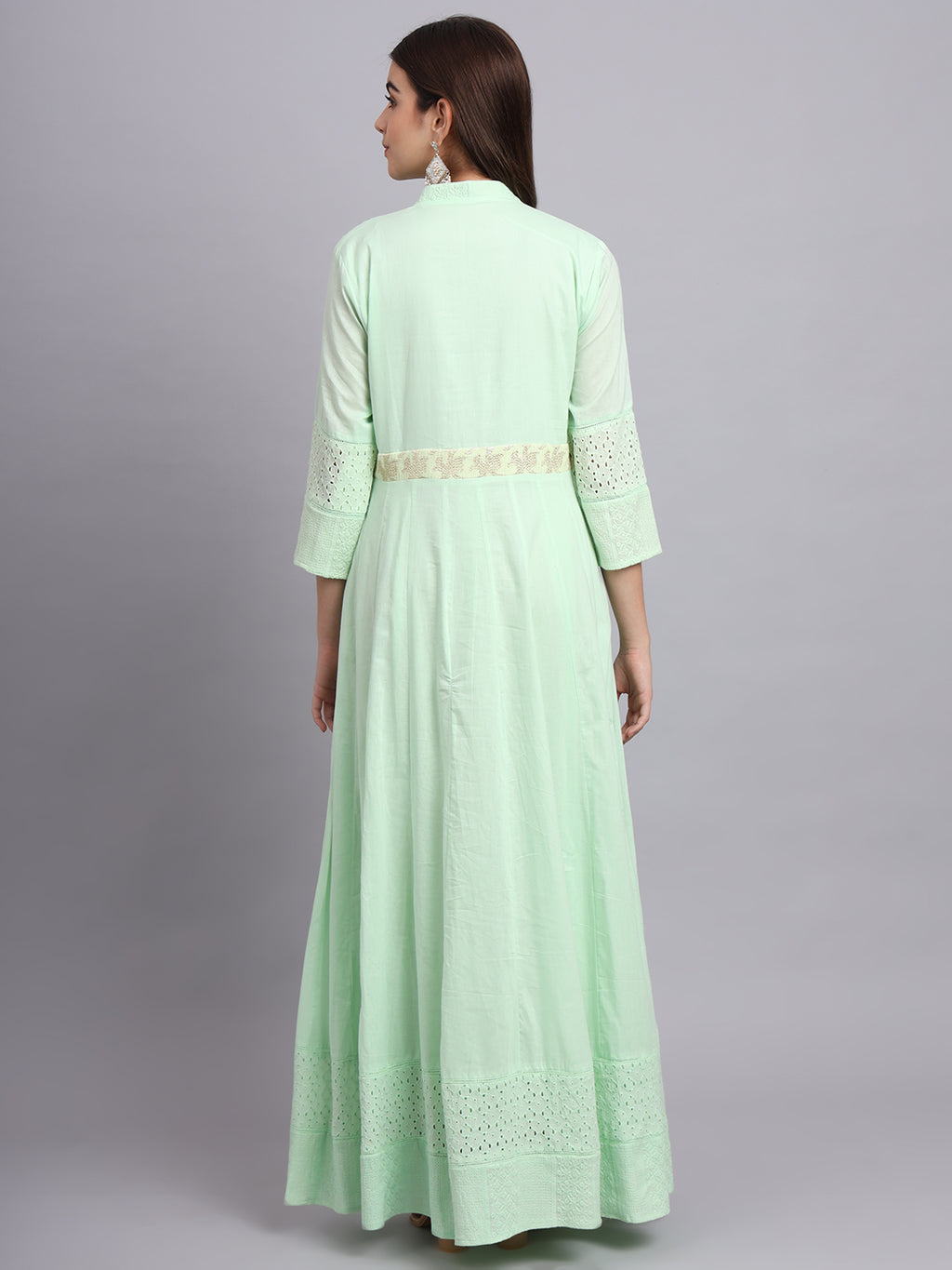 Graceful Glow Chikan Green Anarkali Suit for Women – Stylish Ethnic Wear