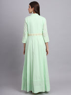 Graceful Glow Chikan Green Anarkali Suit for Women – Stylish Ethnic Wear