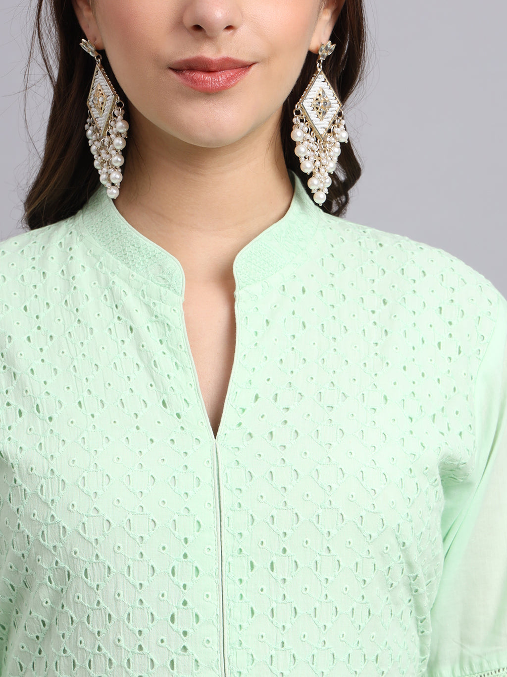 Graceful Glow Chikan Green Anarkali Suit for Women – Stylish Ethnic Wear