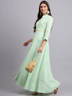Graceful Glow Chikan Green Anarkali Suit for Women – Stylish Ethnic Wear