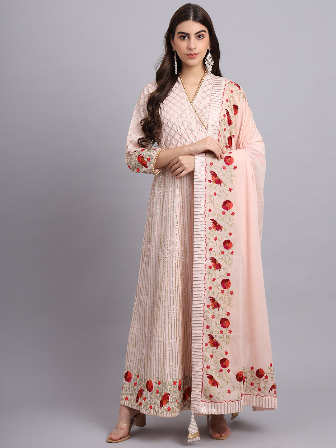 Gota Baby Pink Angrakha Kurta Set – Stylish Ethnic Wear for Weddings & Festivals