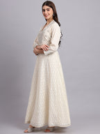 Moonlight Glow Silver Anarkali Suit for Women – Stylish Wedding & Festive Ethnic Wear