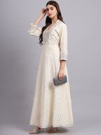 Moonlight Glow Silver Anarkali Suit for Women – Stylish Wedding & Festive Ethnic Wear