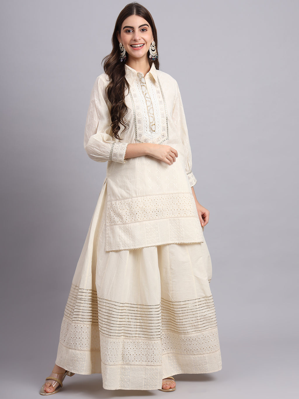 Zari Short Kurta with Skirt – Women’s Festive Party Wear & Wedding Outfit